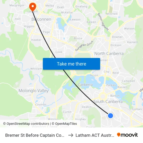 Bremer St Before Captain Cook Cr to Latham ACT Australia map