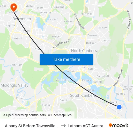 Albany St Before Townsville St to Latham ACT Australia map