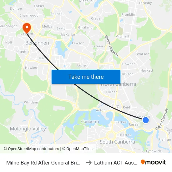 Milne Bay Rd After General Bridges Rd to Latham ACT Australia map