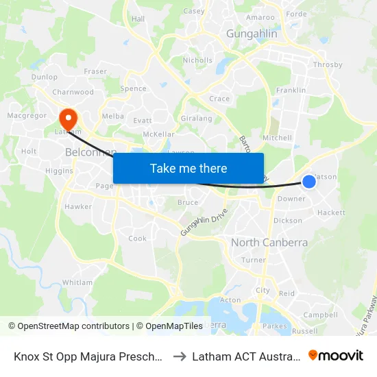Knox St Opp Majura Preschool to Latham ACT Australia map