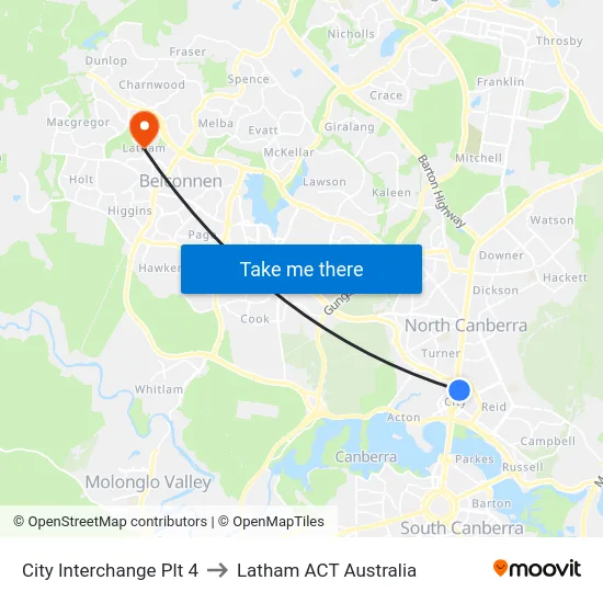 City Interchange Plt 4 to Latham ACT Australia map