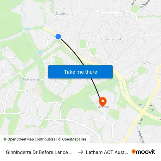 Ginninderra Dr Before Lance Hill Av to Latham ACT Australia map