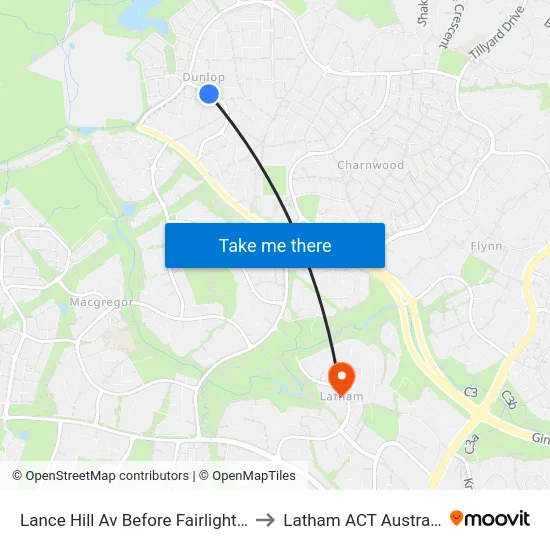 Lance Hill Av Before Fairlight St to Latham ACT Australia map
