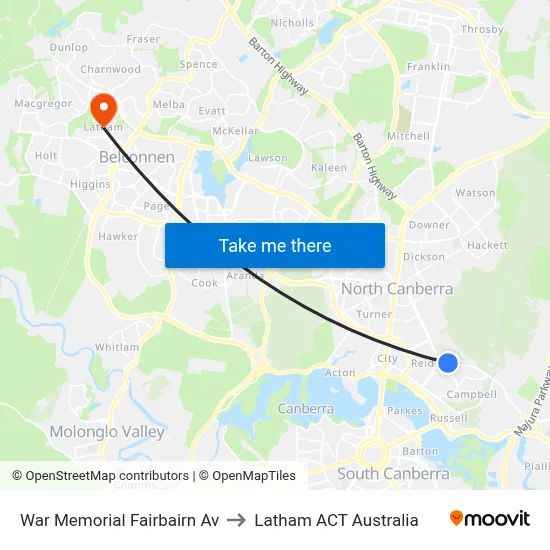 War Memorial Fairbairn Av to Latham ACT Australia map