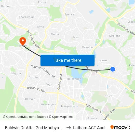 Baldwin Dr After 2nd Maribyrnong Av to Latham ACT Australia map
