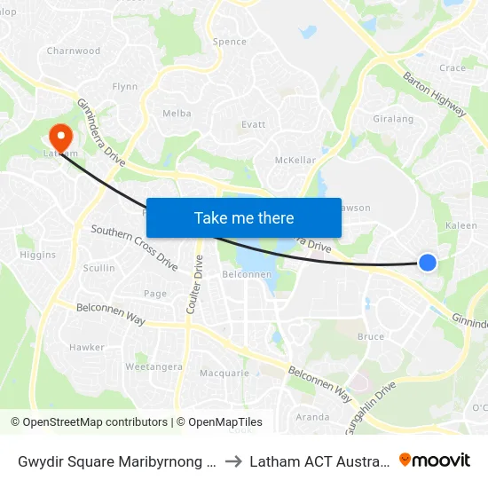Gwydir Square Maribyrnong Av to Latham ACT Australia map