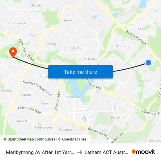 Maribyrnong Av After 1st Yarra St to Latham ACT Australia map