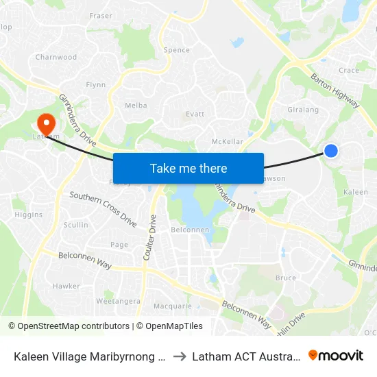 Kaleen Village Maribyrnong Av to Latham ACT Australia map