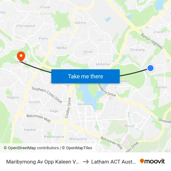 Maribyrnong Av Opp Kaleen Village to Latham ACT Australia map