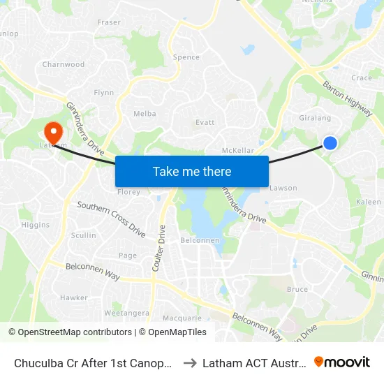Chuculba Cr After 1st Canopus Cr to Latham ACT Australia map