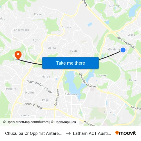 Chuculba Cr Opp 1st Antares Cr to Latham ACT Australia map