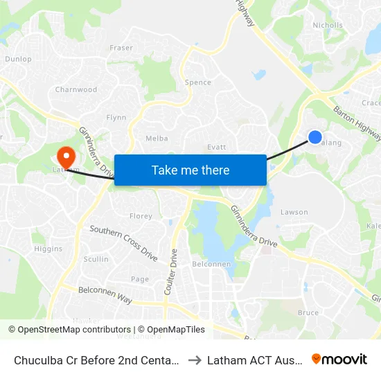 Chuculba Cr Before 2nd Centaurus St to Latham ACT Australia map