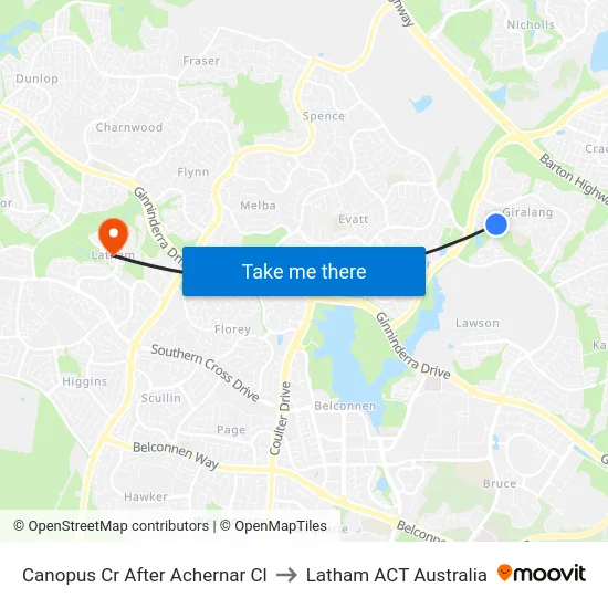 Canopus Cr After Achernar Cl to Latham ACT Australia map