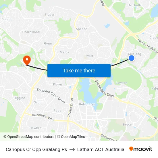 Canopus Cr Opp Giralang Ps to Latham ACT Australia map