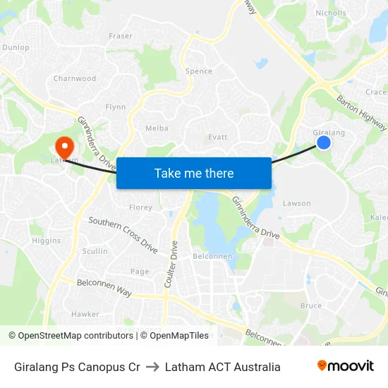 Giralang Ps Canopus Cr to Latham ACT Australia map