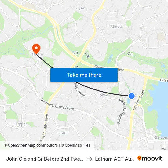 John Cleland Cr Before 2nd Twelvetrees Cr to Latham ACT Australia map