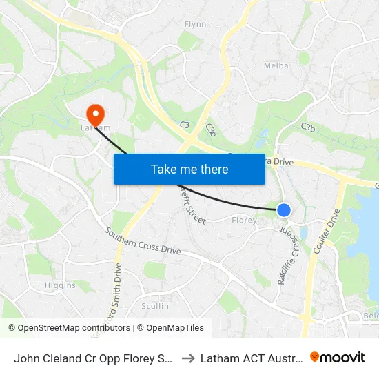 John Cleland Cr Opp Florey Shops to Latham ACT Australia map