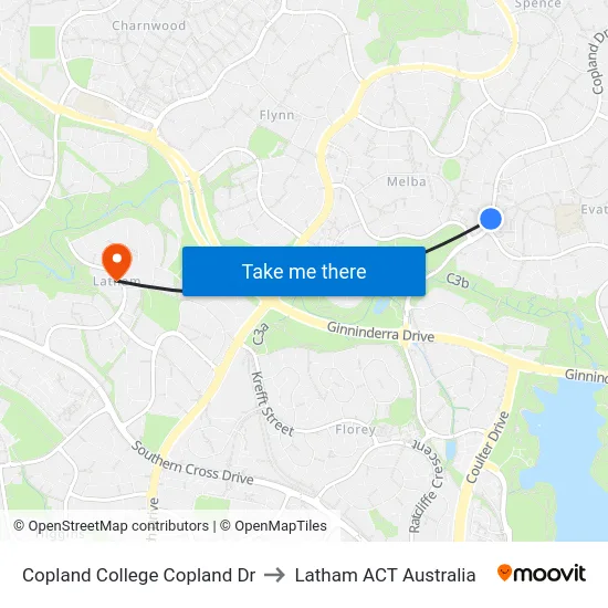 Copland College Copland Dr to Latham ACT Australia map