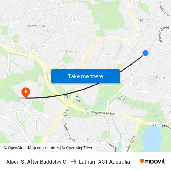 Alpen St After Baddeley Cr to Latham ACT Australia map
