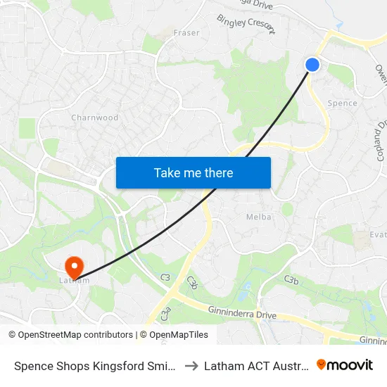 Spence Shops Kingsford Smith Dr to Latham ACT Australia map