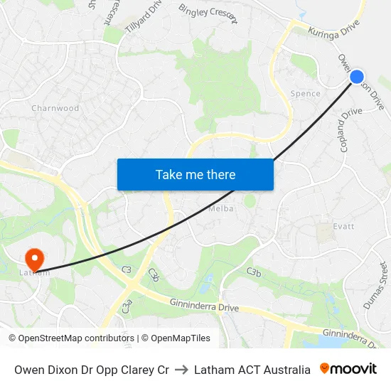 Owen Dixon Dr Opp Clarey Cr to Latham ACT Australia map
