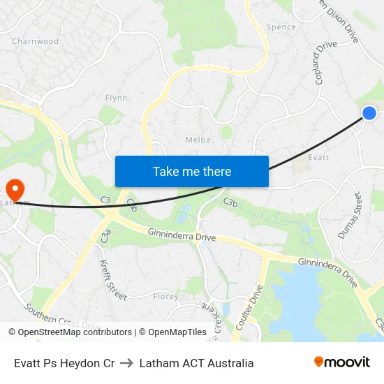 Evatt Ps Heydon Cr to Latham ACT Australia map
