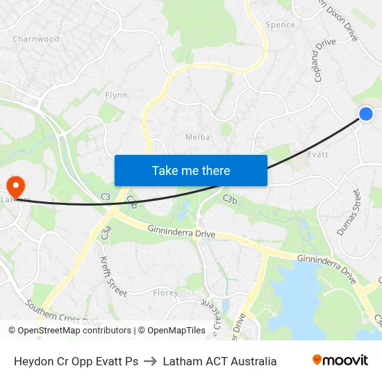 Heydon Cr Opp Evatt Ps to Latham ACT Australia map