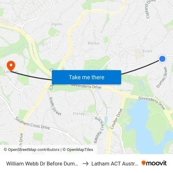 William Webb Dr Before Dumas St to Latham ACT Australia map