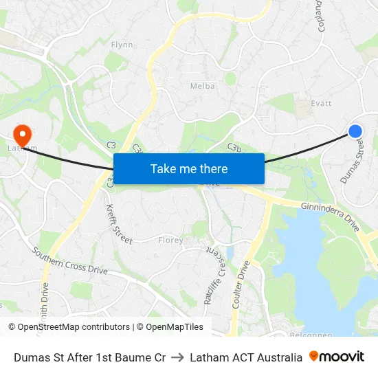 Dumas St After 1st Baume Cr to Latham ACT Australia map