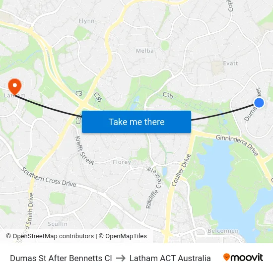 Dumas St After Bennetts Cl to Latham ACT Australia map