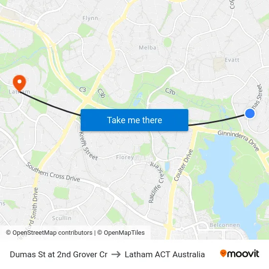 Dumas St at 2nd Grover Cr to Latham ACT Australia map
