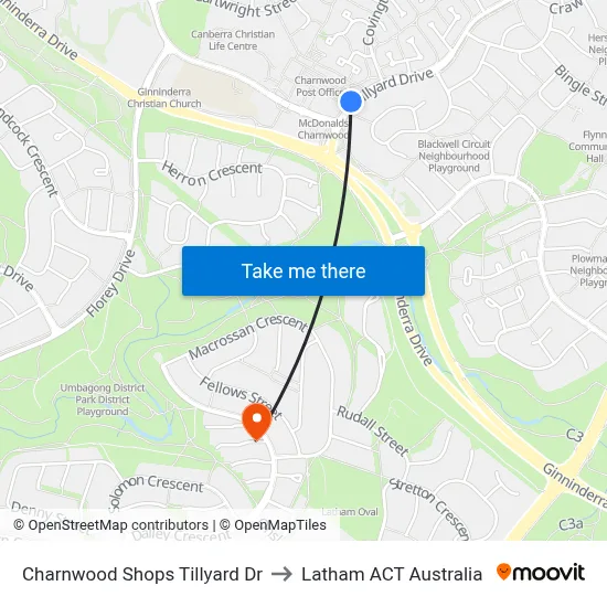 Charnwood Shops Tillyard Dr to Latham ACT Australia map
