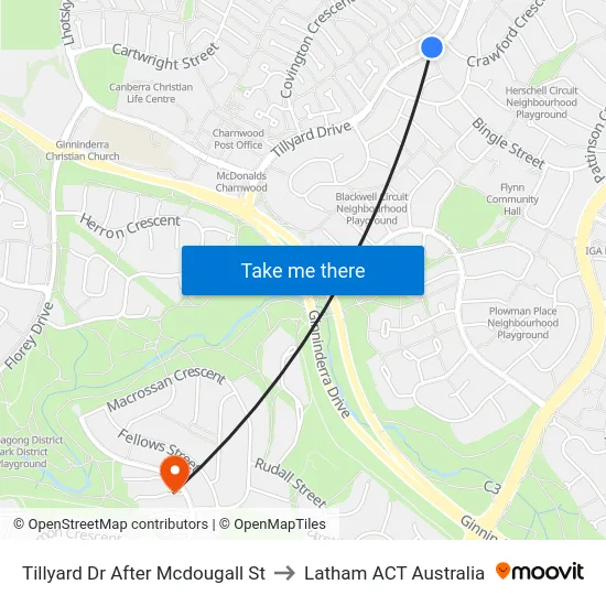 Tillyard Dr After Mcdougall St to Latham ACT Australia map
