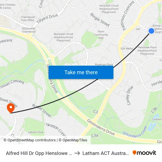 Alfred Hill Dr Opp Henslowe Pl to Latham ACT Australia map