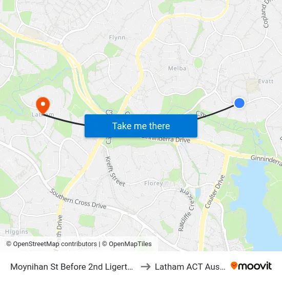 Moynihan St Before 2nd Ligertwood St to Latham ACT Australia map
