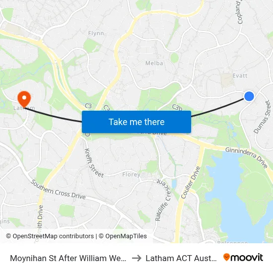 Moynihan St After William Webb Dr to Latham ACT Australia map