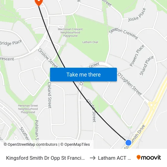 Kingsford Smith Dr Opp St Francis Xavier College to Latham ACT Australia map