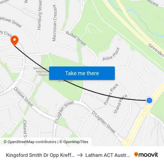 Kingsford Smith Dr Opp Krefft St to Latham ACT Australia map