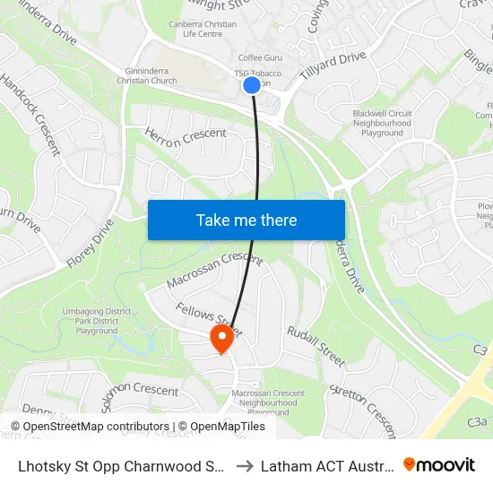 Lhotsky St Opp Charnwood Shops to Latham ACT Australia map