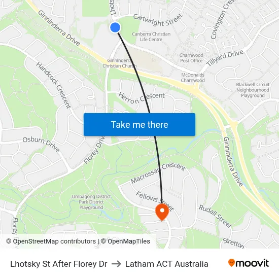 Lhotsky St After Florey Dr to Latham ACT Australia map