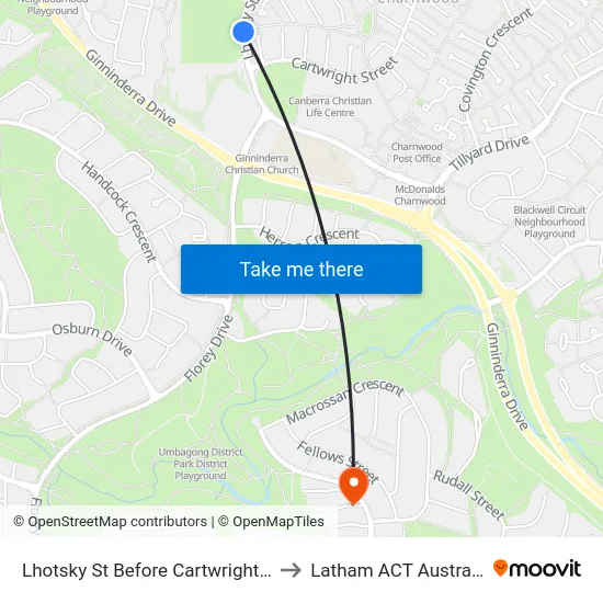 Lhotsky St Before Cartwright St to Latham ACT Australia map
