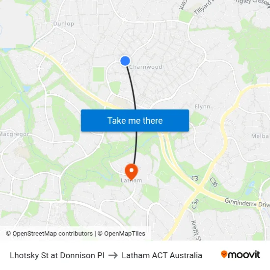 Lhotsky St at Donnison Pl to Latham ACT Australia map