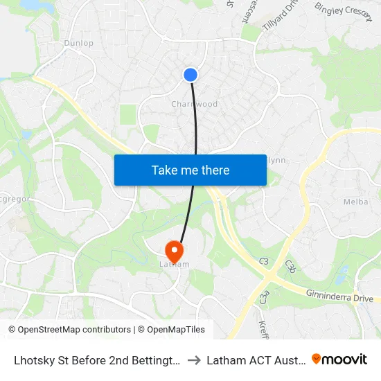 Lhotsky St Before 2nd Bettington Cct to Latham ACT Australia map