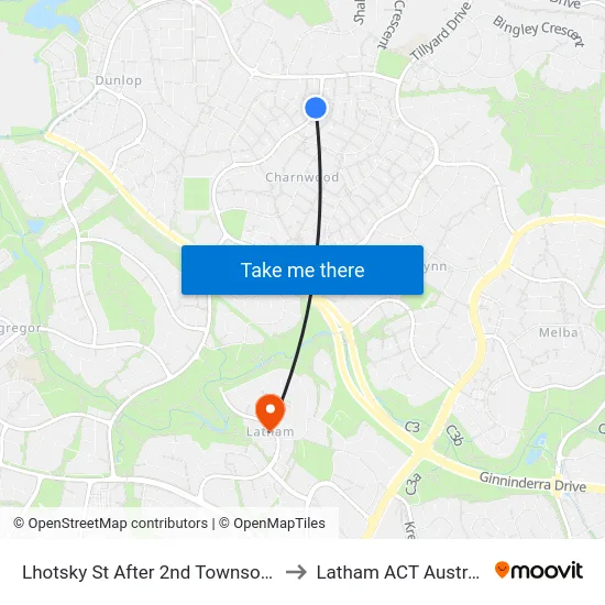 Lhotsky St After 2nd Townson Cr to Latham ACT Australia map