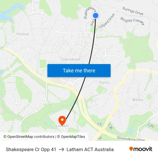 Shakespeare Cr Opp 41 to Latham ACT Australia map