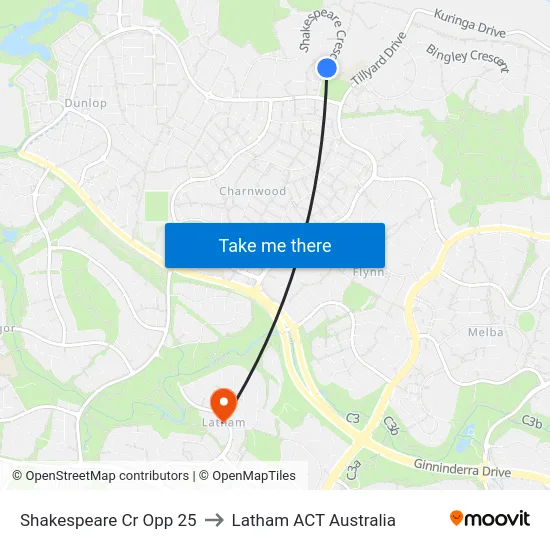 Shakespeare Cr Opp 25 to Latham ACT Australia map