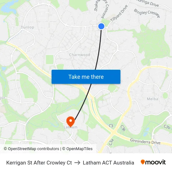 Kerrigan St After Crowley Ct to Latham ACT Australia map