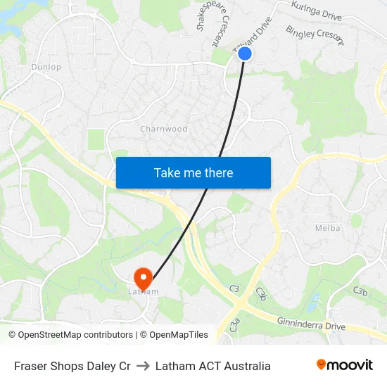 Fraser Shops Daley Cr to Latham ACT Australia map