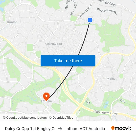 Daley Cr Opp 1st Bingley Cr to Latham ACT Australia map