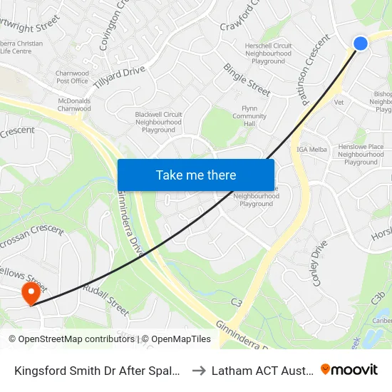 Kingsford Smith Dr After Spalding St to Latham ACT Australia map